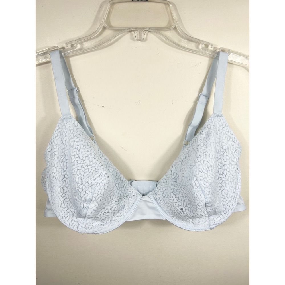 Anne Klein‎ Lace Underwire Bra 42C Baby Blue Unlined Balconette Feminine LOGO